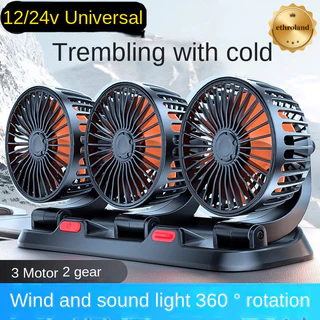 Ventilador de carro 5V-24V 360 ° USB ajustável de 2 velocidades para caminhão e RV GUXQ