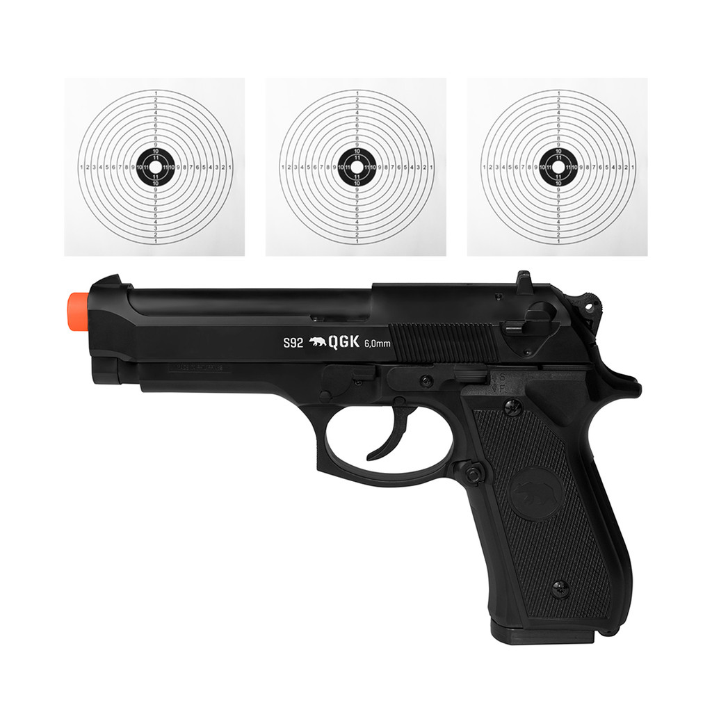 PISTOLA DE AIRGUN SPRING S92 6MM + ALVOS | Shopee Brasil