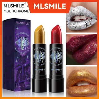 Batom Perolado Mlsmile Batom Perolado Hidratante Fácil de Colorir Batom Batom Ouro Prata Preto Batom Diamante