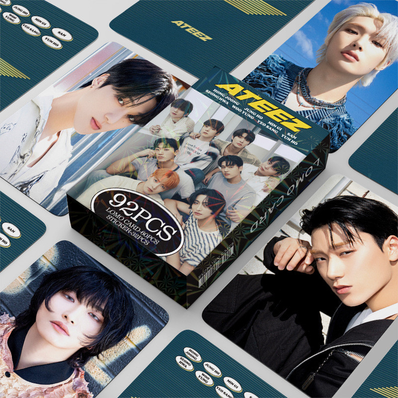 92pcs Cartão fotográfico em caixa ATEEZ Novo Álbum THE WORLD EP