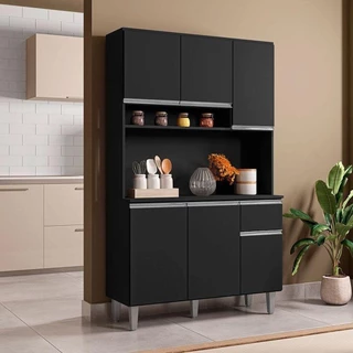 Armário Para Cozinha Ambiente Kit Márcia Preto Fosco - Ajl