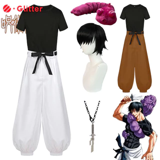 Anime Jujutsu Kaisen Fushiguro Toji Cosplay Traje Para Homens Adultos T-Shirt Top Calças Peruca Colar Boneca Plush Party D & 5162 #5162