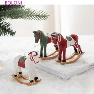 BOLONI Estatueta De Cavalo Suspensa De Natal , Pingente De Pônei De Árvore Tridimensional Pintado Colorido , Vintage