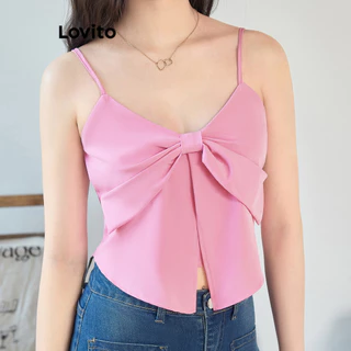 Lovito Regata elegante com laço liso para mulheres L100MD012