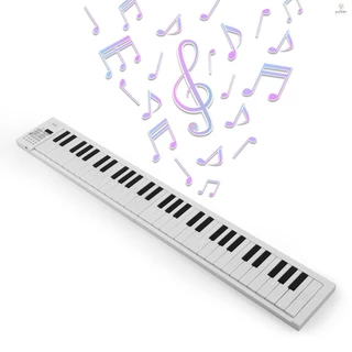 Teclado De Piano Eletrônico Multifuncional Dobrável De 61 Teclas Com Display LED Bateria Recarregável Embutida
