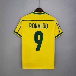 Copa do Mundo de 1998 Seleção Brasileira Ronaldo Retro Jersey Sports Print Size Camisa de Futebol Camisa de Futebol