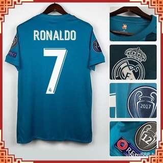 Camisa de time 17/18 R- Madrid Retro Away manga curta Jersey Ronaldo 2017 verde Camisa de futebol 【Frete grátis】