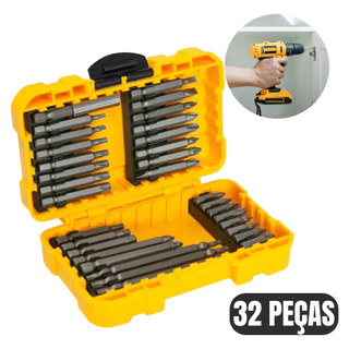 Jogo De Bits Ponteira Encaixe Sextavado 1/4” 32 Peças Vonder Aço Parafusadeira Fixação Alta Resistência