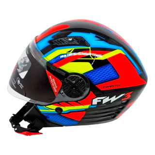 Capacete Moto Aberto FW3 X Open Up Fox 56 com Viseira Cristal Óculos Interno Fume Laranja/Azul em Oferta na Shopee