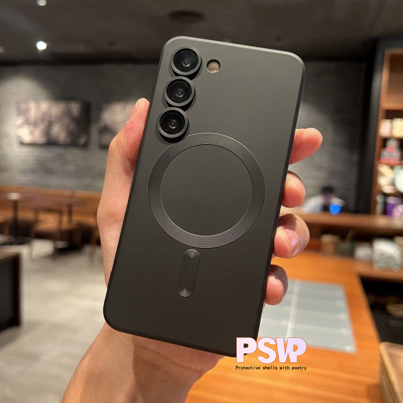 Capa Protetora Magnética De Pintura De Metal Luxuosa Para Samsung A56 A55 A54 A36 A15 A34 A14 A16 TPU Silicone Macio