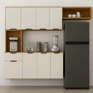 Cozinha Compacta Aura 8 Portas com Nicho Integrado Praticidade Fácil Limpeza em Oferta na Shopee