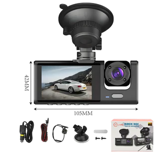 Nova câmera de painel de carro HD 1080P, câmera de 3 lentes, gravador DVR, câmera de direção anjgg