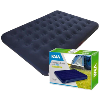 Colchão para Casal Inflável Cor Azul Kala de Superfície Aveludada Feito em PVC de Alta Resistência em Oferta na Shopee