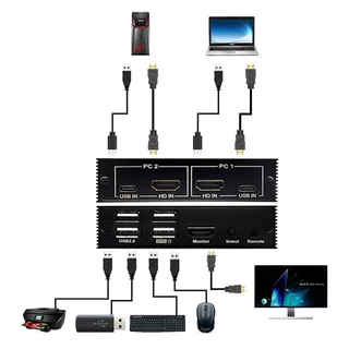 Chaveador Switch Kvm 2 Portas Hdmi Mouse Teclado E Monitor
