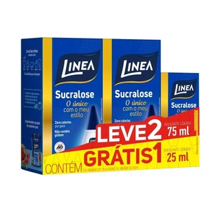 Adoçante Linea Sucralose Líquido 75ml 2 Unidades + Adoçante Linea Líquido 25ml 1 Unidade em Oferta na Shopee
