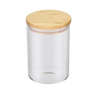 Pote De Vidro Mantimentos 550ml Com Tampa De Bambu