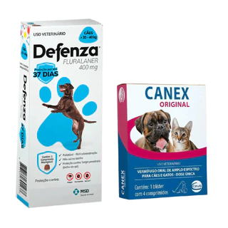 Antipugas Carrapatos Defenza 20 a 40 kg mais vermifugo canex