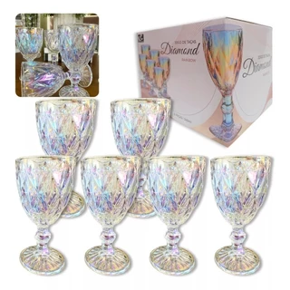 Kit 6 Taças Diamond Rainbow: Sofisticação e Brilho em Cada Ocasião