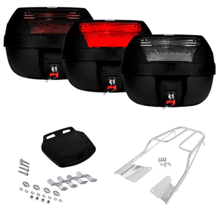 Bagageiro Aço Cromado Honda CG Titan 2016 à 2023 + Bau 28L Vermelho Preto Fumê em Oferta na Shopee