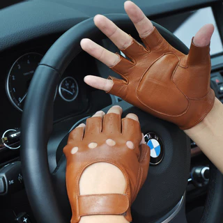 Luvas de couro para motocicletas Luvas antiderrapantes Luvas masculinas sem dedos Meia-luva de ciclismo Fitness Tático Dançante Meio-F