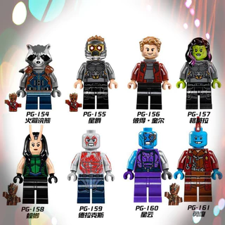 Filme Mini Personagem Galáxia Guarda Galáxia Raccoon Pequeno Homem Árvore Estrela Senhor Mantis Bravo Montagem Mini Brinquedo Bloco de Construção