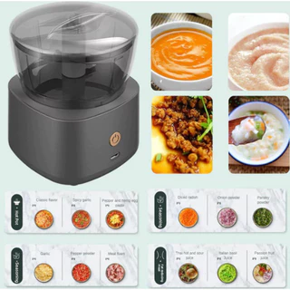 Cortador de Alimentos Pequeno Elétrico Sem Fio com Fundo Antiderrapante e Lâmina de Aço Inoxidável 300ml Cozinhar