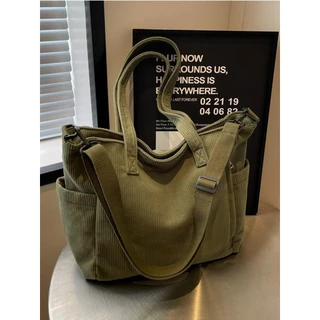 Bolsa feminina de veludo cotelê de grande capacidade para o dia a dia