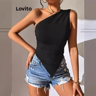 Lovito Regata casual lisa de cor pura para mulheres LNL71242