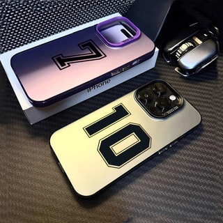 Capa Footballer Lucky Numbers Seven E Ten Para iPhone 16 15 14 13 12 11 Pro Max XR X XS 7 8 Plus SE2 Luxo IMD Chapeamento Metal Duro De Proteção À Prova De Choque