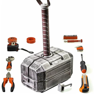 Kit Caixa de ferramentas de martelo temático Thor Mjolnir
