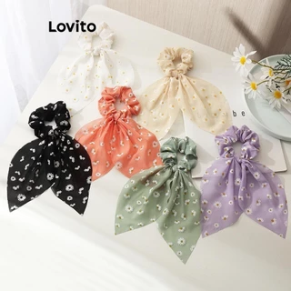 Lovito Laços de cabelo com flores florais casuais para mulheres LFA41032