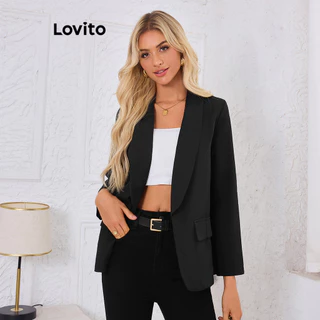 Lovito Blazer Elegante De Bolso Liso Para Mulheres LNL48132