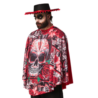 Fantasia Halloween Poncho Mexicano La Fiesta Masculino Adult