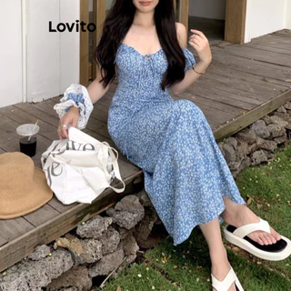 Lovito Vestido casual Ditsy com estampa floral para mulheres LNA65410