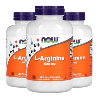 Kit 3x L-Arginina 500mg Now Foods L-Arginine 250 Veg Caps /Made in Usa