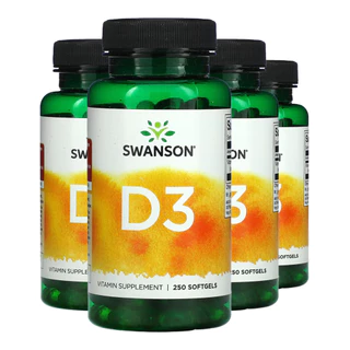 Kit 4x Suplemento Vitamina D3 5000 UI Swanson 250 Softgels/Made in Usa