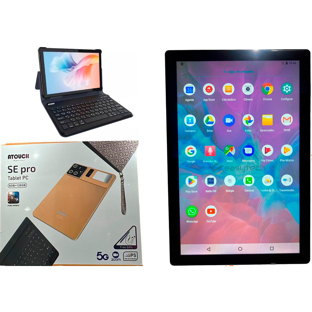 Tablet PC SE Pro Tela 10.1 128gb+6gb Ram+Teclado+Ent.Chip | Shopee Brasil