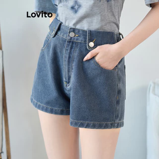 Lovito Short jeans lavado casual com bolso liso para mulheres L100MD120