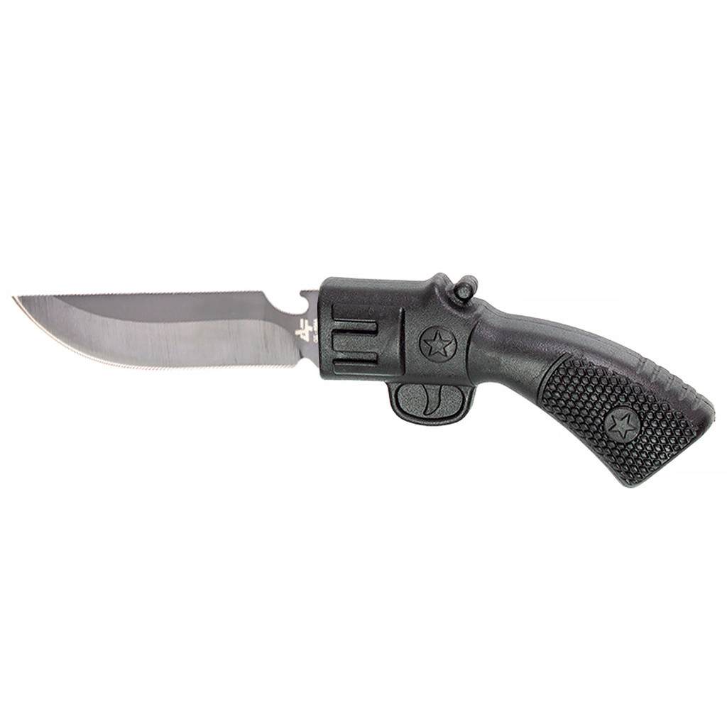 Faca Pistola Preta Resistente Afiada Albatroz 14,7cm C/ Bainha QS-458A ...