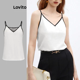 Lovito Regata casual lisa com blocos de cores para mulheres L100MD188