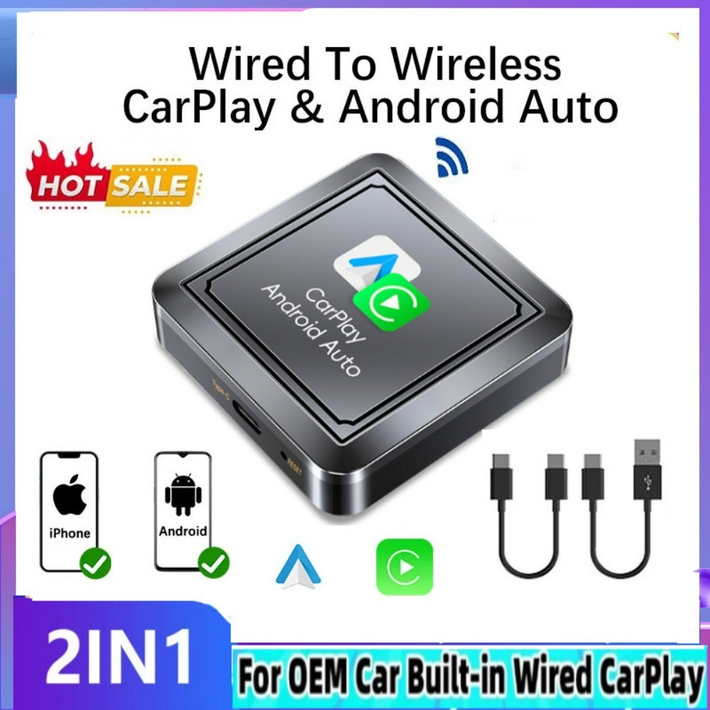 Mini Car Ai Box 2 Em 1 Com Fio Para Carro Sem Dongle Android Auto Rádio ...