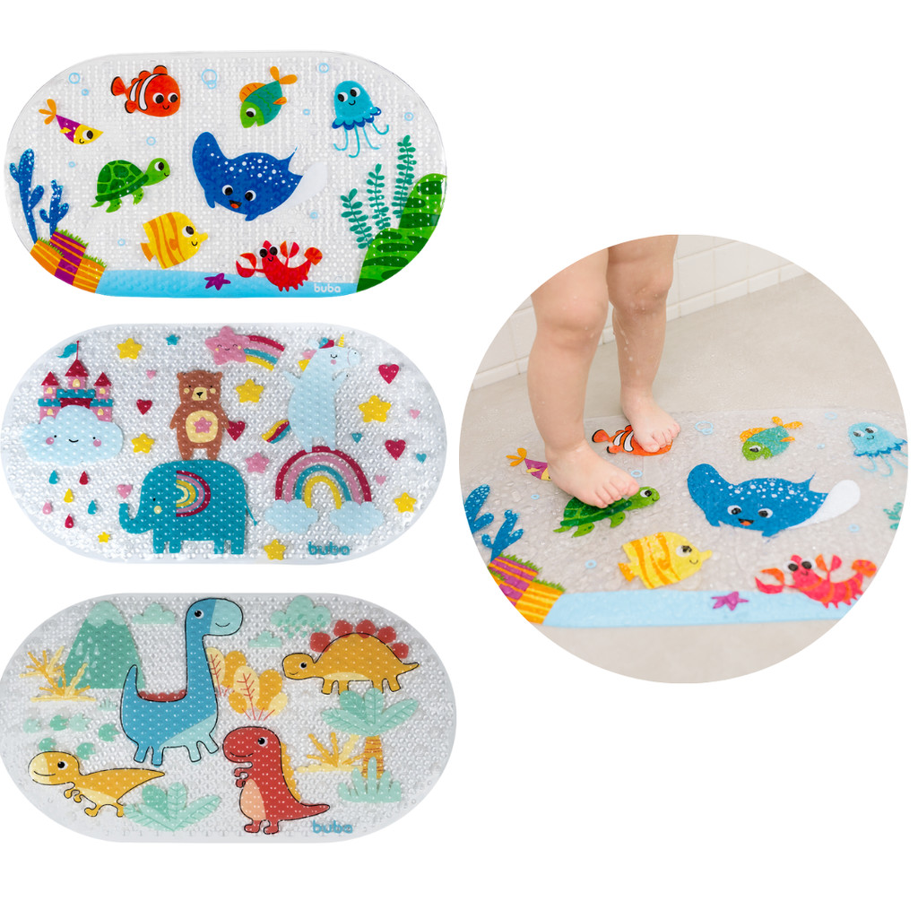 Tapete de Banho Infantil Com Ventosa Antiderrapante Para Banheiro e Box ...
