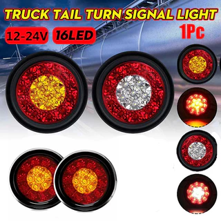 12-24V 4 " Redondo Vermelho/Âmbar 16-LED Carro Lanternas Traseiras Caminhão Reboque Freio Parar Sinal De Volta Luzes Luz De Nevoeiro