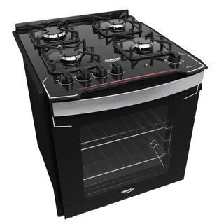 Fogão 4 Bocas de Embutir Dako Diplomata com Mesa de Vidro Preto Bivolt