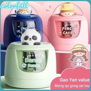 Apontador De Lápis Automático COLORFALLC , Elétrico De Chumbo Antiaderente Com Design De Astronauta/Panda , Entra Automaticamente A Ferramenta Mecânica Manivela Manual