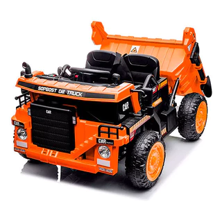 Carrinho Elétrico Mini Caminhão Elétrico Caçamba Laranja Escavadeira Luz Som Bivolt Suporta até 30kg
