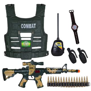 Kit Infantil Militar Colete Arminha e Acessórios 7 peças