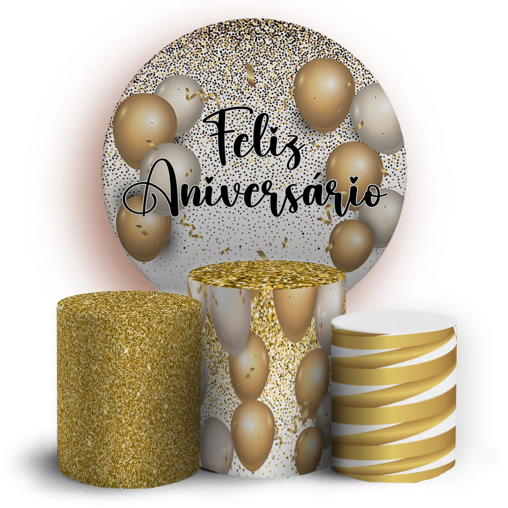 Painel Capa + Capas de Cilindro Feliz Aniversário em Dry Fit | Shopee ...
