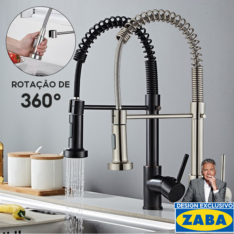 360° Torneira Cozinha Gourmet Misturador Ducha Duo Spray Preto Torneiras Extraíveis Premium