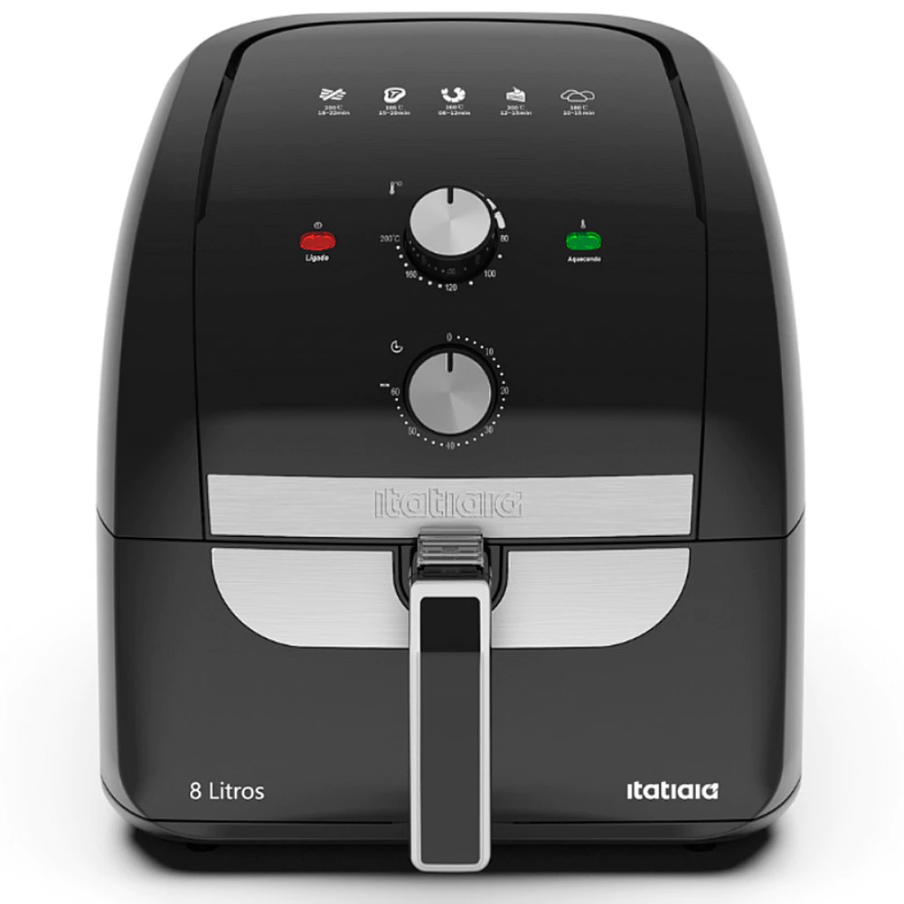 Fritadeira Elétrica Air Fryer Sem Óleo 8L Itatiaia Preto 1900W 127V